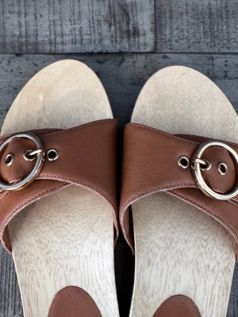 Beek Leather Wooden Slide Sandals, Size 6, Tan,Excellent Condition, Minimal Wear - Picture 8 of 10